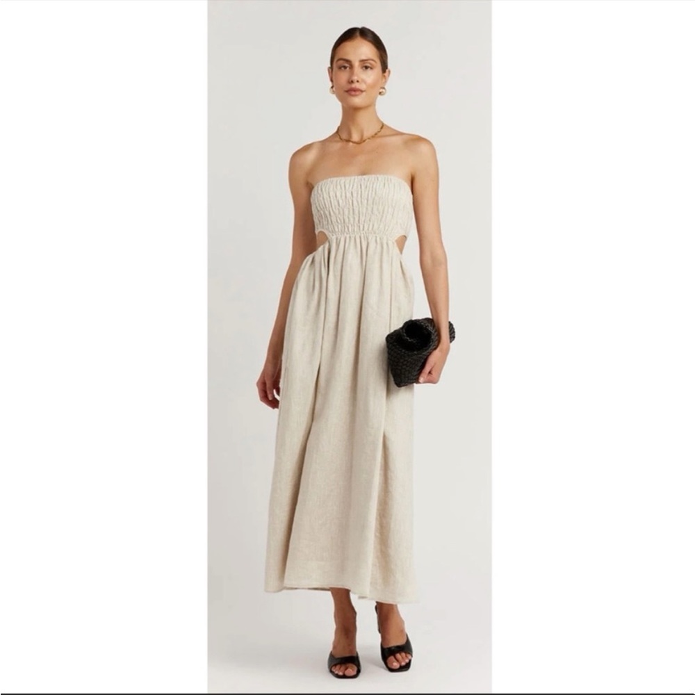 DISSH Cream Strapless Maxi Dress